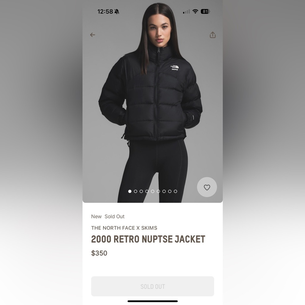 SOLD OUT SKIMS X NorthFace Ski collection Puffer Jacket
